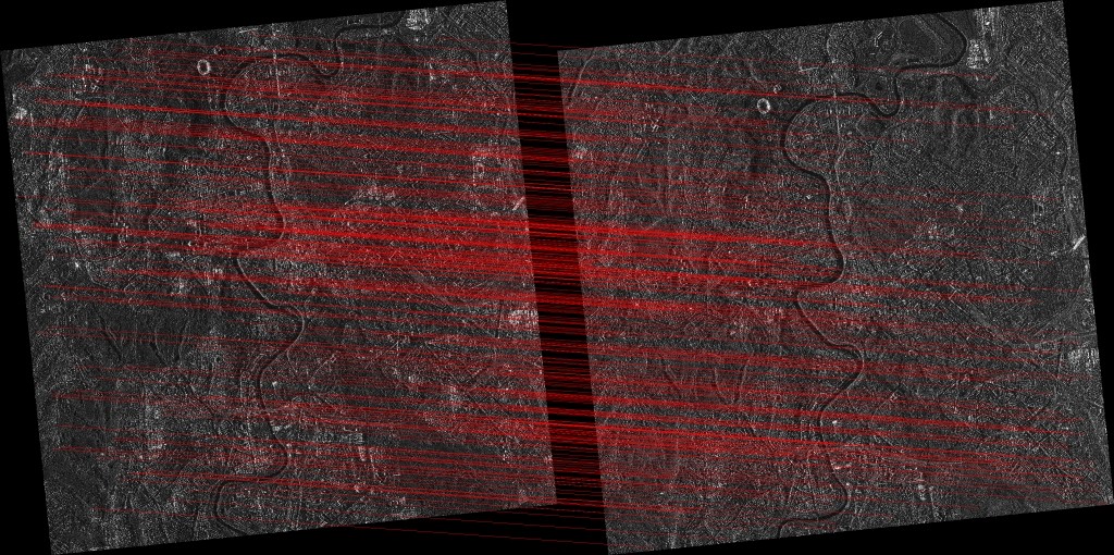 Example of co-registration of COSMO-SkyMed ii) Spotlight images collected over Rome with different polarization (HH on the left and VV on the right). COSMO-SkyMed Product – ©ASI – Agenzia Spaziale Italiana – (2015). All rights reserved. Data processing: Politecnico di Milano.