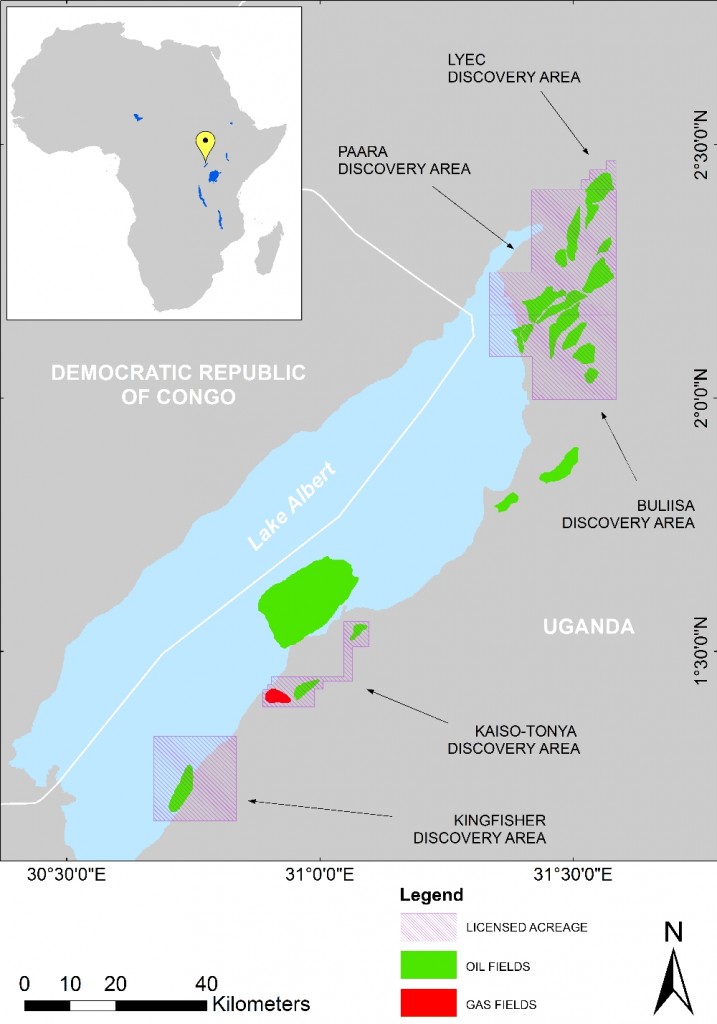 East African Rift: oil and gas fields in Lake Albert (Uganda).